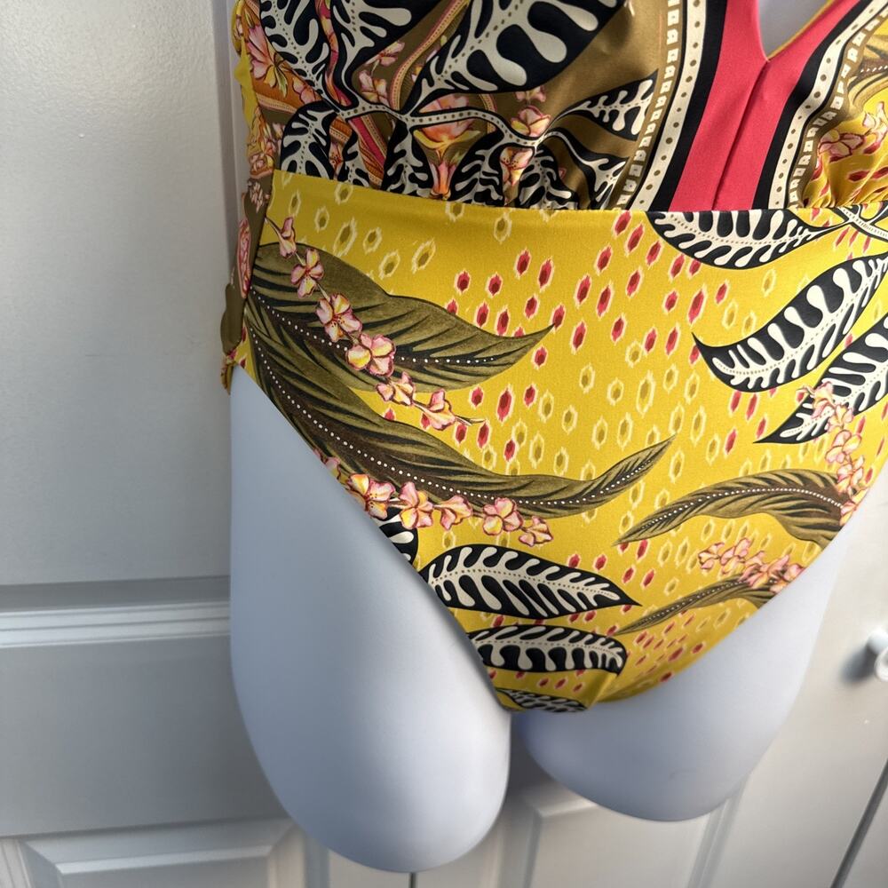 Agua Bendita Swimsuit Womens XL Ellis Lula Plunge Floral Tropical One Piece NWT - Picture 4 of 15